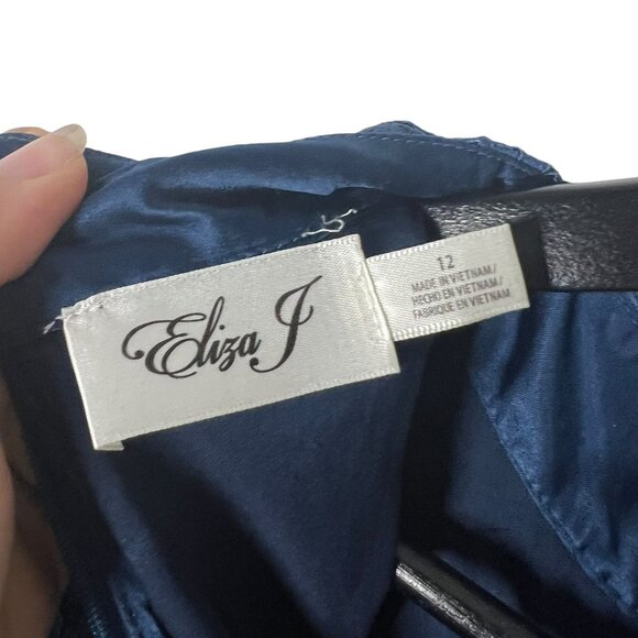 Eliza J Blue Floral Lace Short Sleeve Swing Silhouette Knee Length Dress 12 - Picture 4 of 8